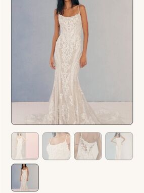 Allure Bridals Ivory Lace Fit-and-Flare Wedding Dress